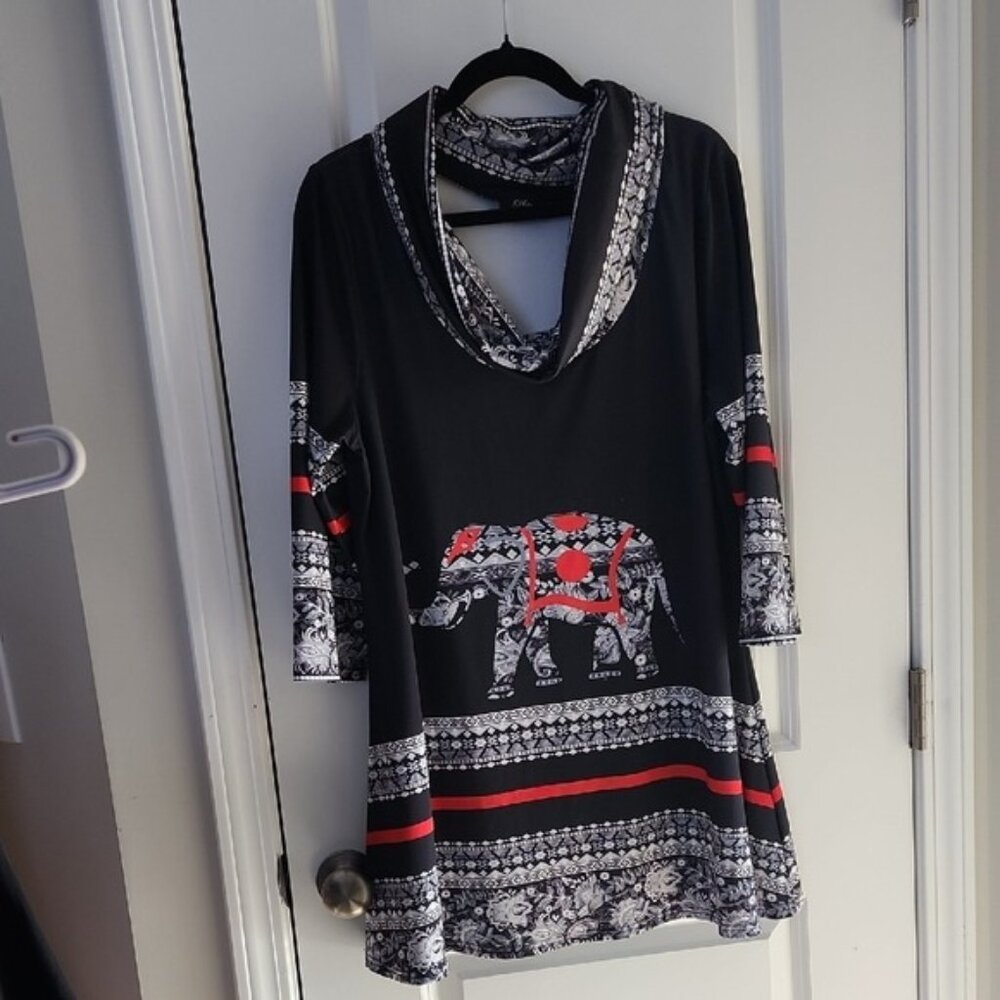 Lily By Ana Elephant Print Women's Tuhic Size Large